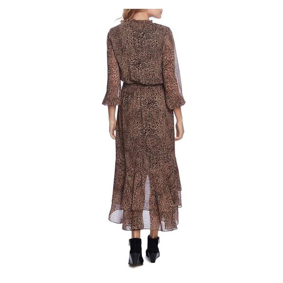 1. STATE Womens Ruffled Smock Waist 3/4 Sleeve V Neck Midi Evening Hi-Lo Dress - Picture 2 of 3